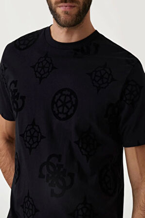 Guess Erkek Siyah Desenli T-Shirt