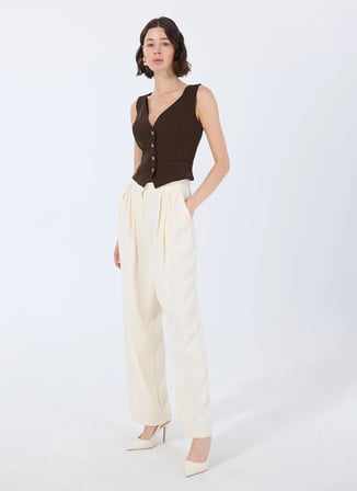 Kahve Kadın Yelek MATEA SUIT VEST - RECY STR POLY HEA