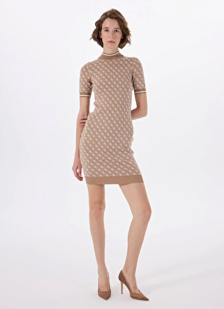 Guess Kahve Kadın Elbise SS LISE 4G LOGO SWTR - POLY HARPER
