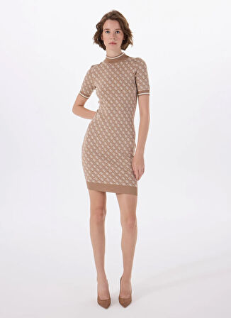 Guess Kahve Kadın Elbise SS LISE 4G LOGO SWTR - POLY HARPER