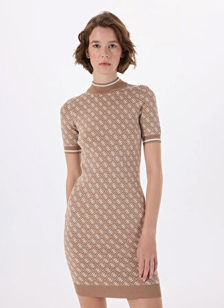 Guess Kahve Kadın Elbise SS LISE 4G LOGO SWTR - POLY HARPER