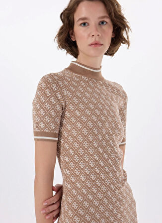 Guess Kahve Kadın Elbise SS LISE 4G LOGO SWTR - POLY HARPER