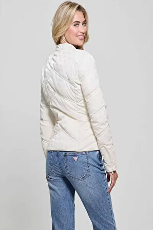 Guess NEW VONA LOGO JACKET Kadın Beyaz Ceket W5RL00WGV30-G012
