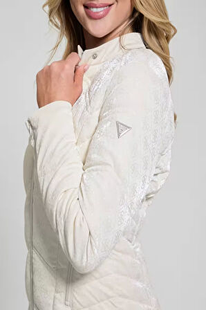 Guess NEW VONA LOGO JACKET Kadın Beyaz Ceket W5RL00WGV30-G012