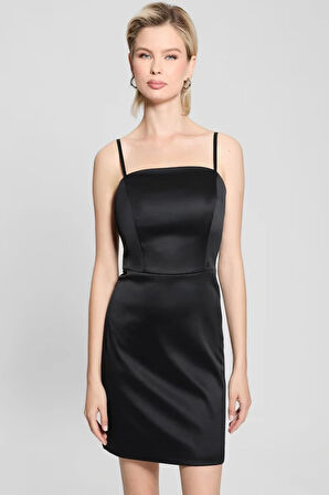 Guess Kadın Bodycon Eco Maelle Siyah Saten Mini Elbise