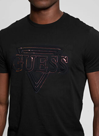Guess Bisiklet Yaka Desenli Siyah Erkek T-Shirt M5RI62K9RM1JBLK BSC GUESS TRIANGLE