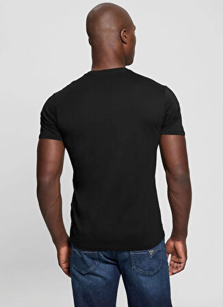 Guess Bisiklet Yaka Desenli Siyah Erkek T-Shirt M5RI62K9RM1JBLK BSC GUESS TRIANGLE