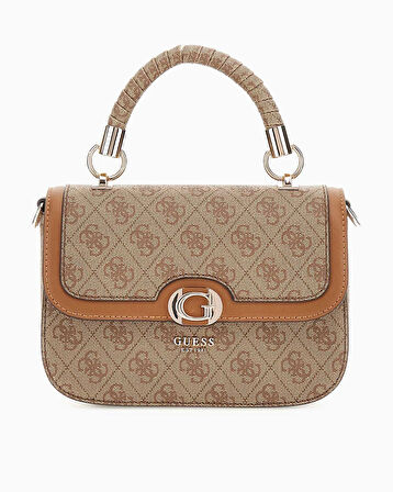 Guess Orlina Handle Flap Monogram Baskılı El Çantası