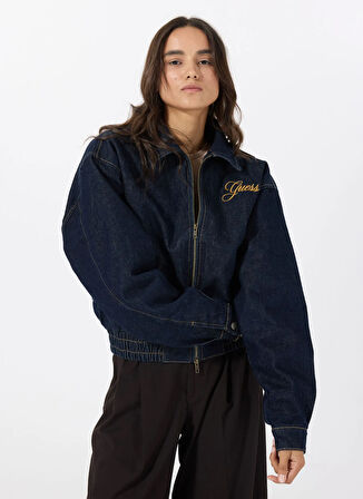Guess Regular Fit Düz Lacivert Kadin Gömlek GO DENIM BOMBER - CO RUFUS RG INDIG