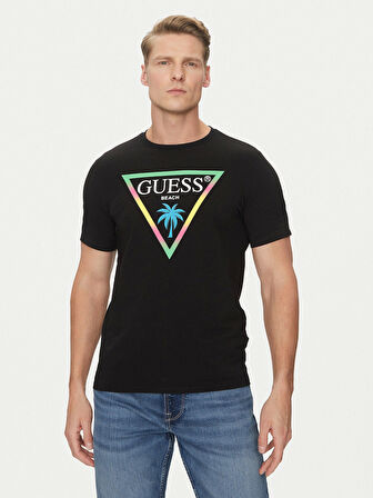 Guess Erkek Siyah Logolu Tişört