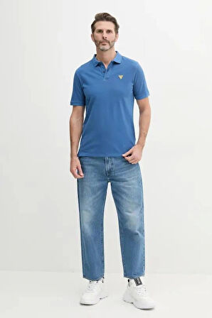 Guess Erkek Lacivert Basic Polo Tişört