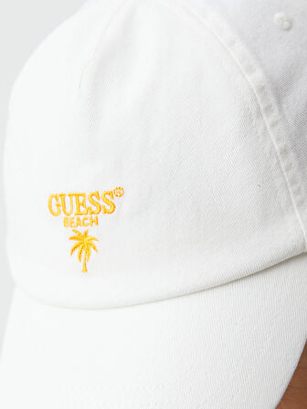 Guess Erkek Beyaz Palm Logolu Beyzbol Şapkası