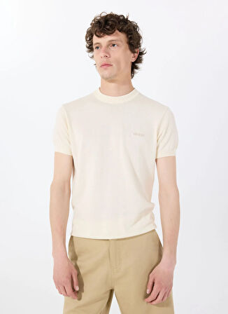 Guess Bisiklet Yaka Standart Desenli Beyaz Erkek Kazak M4GR05Z3DN1G047 CORNELL WASHED SS