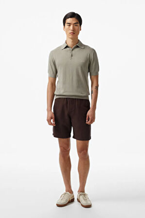 Erkek Polo Yaka İpek Karışımlı Triko T-Shirt - Yeşil | S