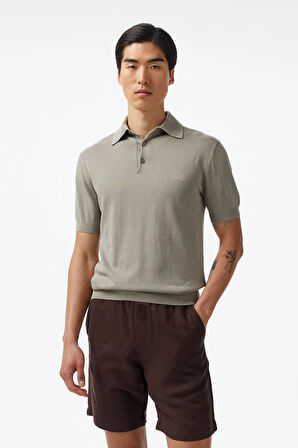 Erkek Polo Yaka İpek Karışımlı Triko T-Shirt - Yeşil | M