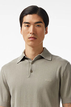 Erkek Polo Yaka İpek Karışımlı Triko T-Shirt - Yeşil | XL