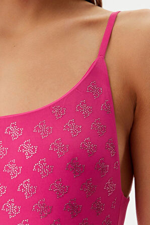 Guess 4G RHINESTONE ONE PIECE Kadın Pembe Mayo E5GJ14MC040-G4D6