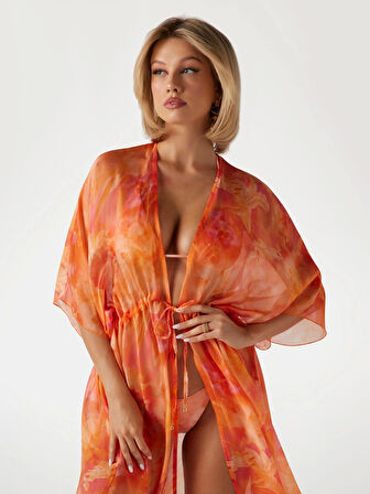 Guess Kadın Mavi Uzun Kimono