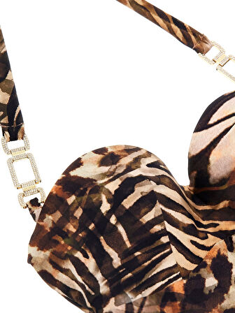 Guess Kadın Çok Renkli Bandeau Tek Parça Mayo
