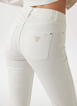 Guess Yüksek Bel Düz Paça Regular Fit Beyaz Kadın Denim Pantolon SEXY STRAIGHT - ECO ORG CO CALIPSO