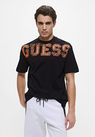 Guess Erkek Siyah Bugler Logolu Tişört