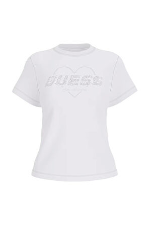 Guess Kadın Beyaz Narciso Logolu Tişört