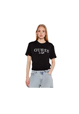 Guess Clematıs Crop Kımono Ss Tee Kadın Siyah T-Shirt V5GI09K9RM1-JBLK