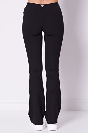 Kadın Crocus Rib Mini Flar Tayt - Siyah | XS