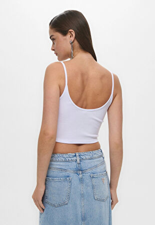 Guess Kadın Beyaz Sunflower Ribana Bluz