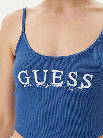 Guess Kadın Mavi Sunflower Ribana Bluz