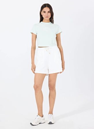 Guess V4YI20KCDH1A83N COLETTE CROP TEE Yeşil Yuvarlak Yaka Box Fit Desenli Kadın T-Shirt