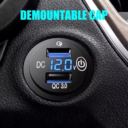 Çift USB araç şarj soketi QC3.0 hızlı hızlı şarj LED dijital voltmetre dokunmatik anahtarı 12-24V su geçirmez
