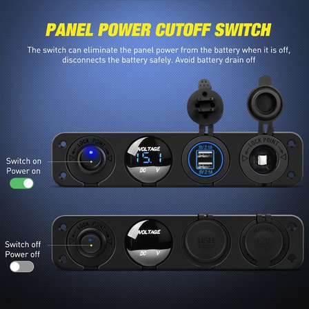 Mellifera Araç Şarj Soketi Voltmeter USB Type-C 12V 24V Paneli
