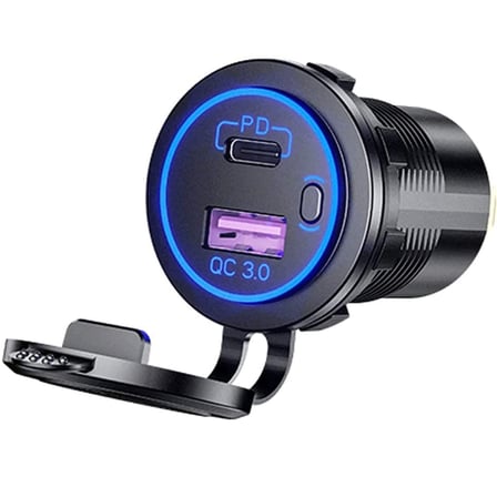 Mellifera 12V Araç Şarjı Çift USB C PD 30W QC 3.0 Yüzey Montaj Siyah