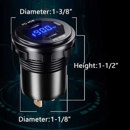 Mellifera Araç Şarj Aleti 12V/24V, 3 USB Portlu, 45W PD Tip-C Dijital Voltaj Göstergeli