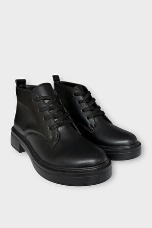 Kauçuk Yüksek Taban Kadın Bot SİYAH