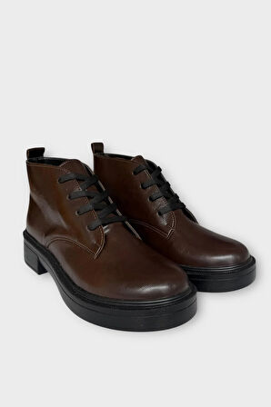 Kauçuk Yüksek Taban Kadın Bot KAHVERENGİ