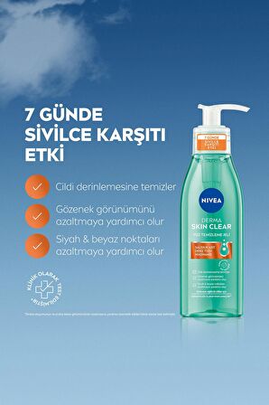 Nivea Derma Skin Clear Sivilce Karşıtı Yüz Temizleme Jeli 150ml,Tonik 200ml,Peeling 150ml,Yağlı Cilt,Pamuk