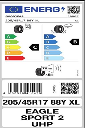 Goodyear 205/45 R17 88Y Eagle Sport 2 UHP XL FP Yaz Lastiği 2024 Üretim