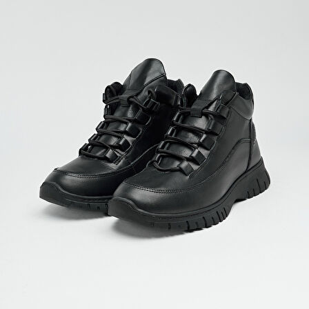 Hakiki Deri Fermuarlı Kadın Bot 