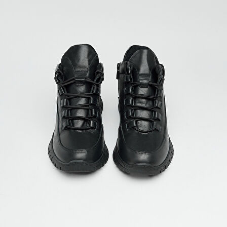 Hakiki Deri Fermuarlı Kadın Bot 