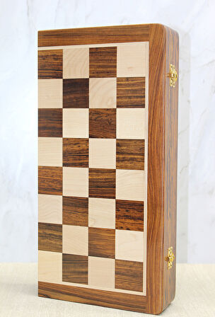 Mıknatıs Taşlı Ahşap Katlanabilir Kutulu Satranç Oyunu 40 Cm