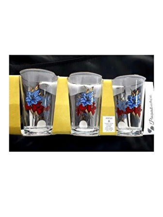 Paşabahçe 52052 Gül Desenli Su Bardağı 205 cc 6 lı