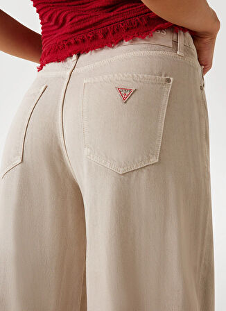 Guess Yüksek Bel Rahat Krem Kadın Pantolon Sexy Palazzo Kadın Palazzo Fit Pant