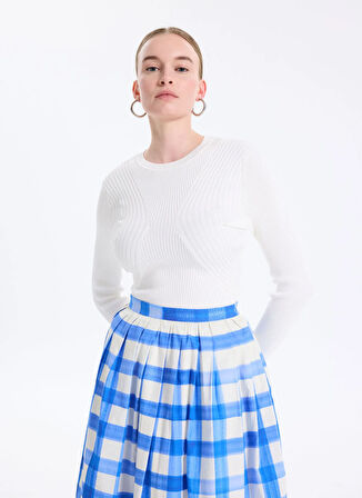 Guess Yuvarlak Yaka Standart Düz Beyaz Kazak Kadın Hanna Kadın Triko