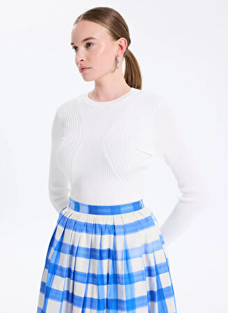 Guess Yuvarlak Yaka Standart Düz Beyaz Kazak Kadın Hanna Kadın Triko