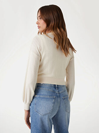 Guess Lyla Kadın Beyaz Triko Hırka W5YR01Z2ZK2-G012