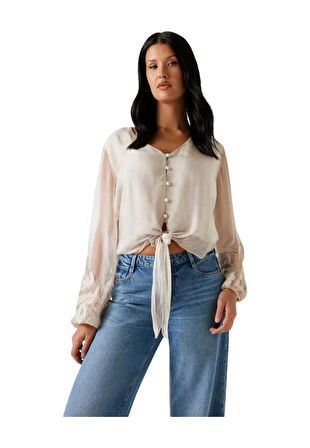 Guess Camilla Kadın Çok Renkli Ipek Karışımlı Relaxed Fit Gömlek W5YH0VWE550-F1CI