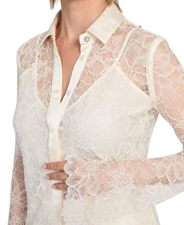 Guess Antoinette Kadın Pembe Slim Fit Gömlek W5YH58WHDY0-G133