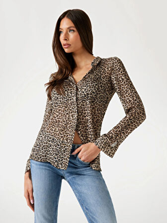 Guess Clouis Kadın Çok Renkli Relaxed Fit Gömlek W5YH0XWDW82-P1MM